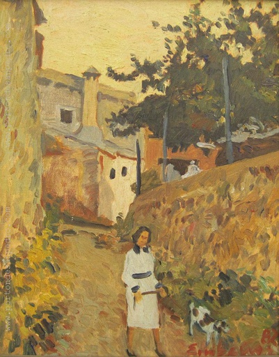 Paisaje con figura blanca
