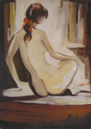 Desnudo con cinta roja II