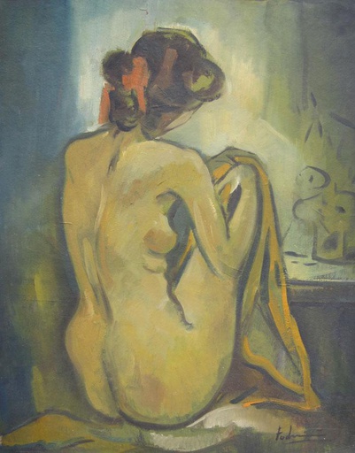 Desnudo con manta amarilla