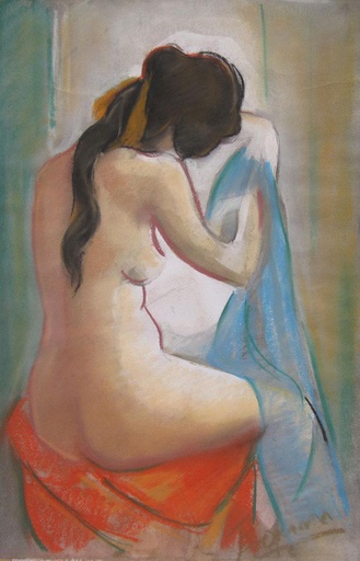 Desnudo con manto azul