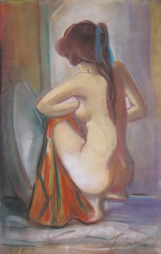 Desnudo con manto rojo