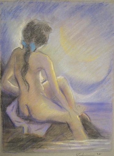 Desnudo y luna II