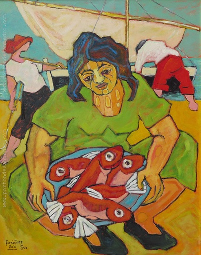 Mujer con peces