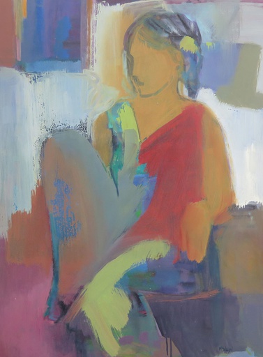 Mujer con manto rojo