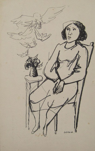 Mujer y palomas