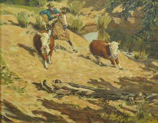 Rejuntando novillos, charqueada Treinta y Tres